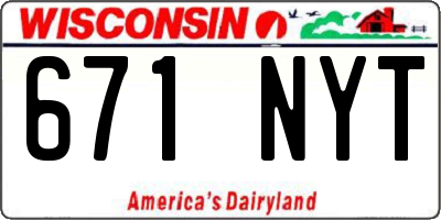WI license plate 671NYT