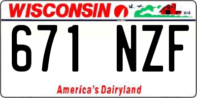 WI license plate 671NZF