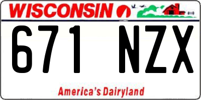 WI license plate 671NZX