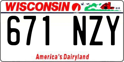 WI license plate 671NZY