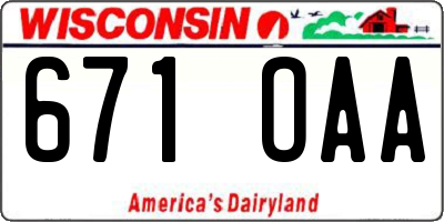 WI license plate 671OAA