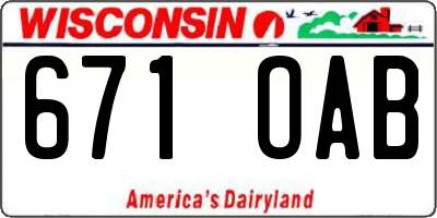 WI license plate 671OAB