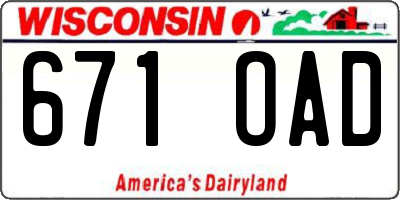 WI license plate 671OAD