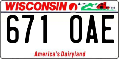 WI license plate 671OAE