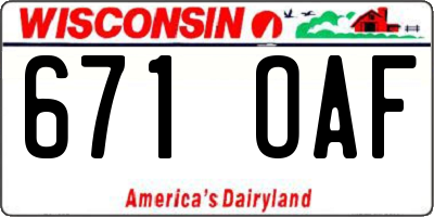 WI license plate 671OAF
