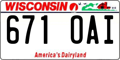 WI license plate 671OAI