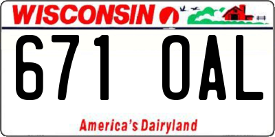 WI license plate 671OAL