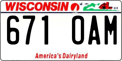 WI license plate 671OAM