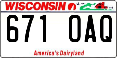 WI license plate 671OAQ