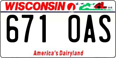 WI license plate 671OAS