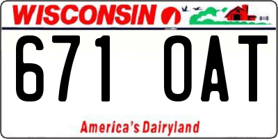 WI license plate 671OAT
