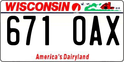 WI license plate 671OAX