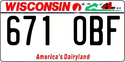 WI license plate 671OBF