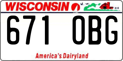 WI license plate 671OBG