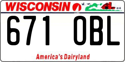 WI license plate 671OBL
