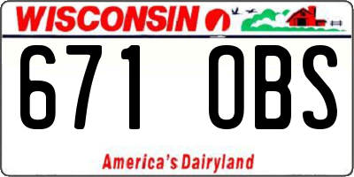 WI license plate 671OBS