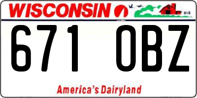 WI license plate 671OBZ