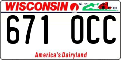 WI license plate 671OCC