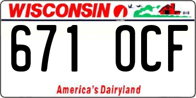WI license plate 671OCF