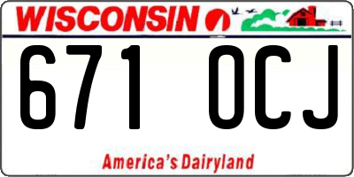WI license plate 671OCJ
