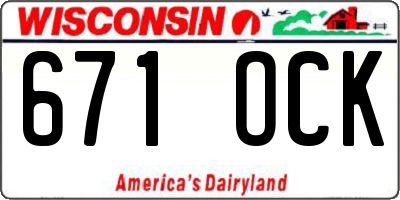 WI license plate 671OCK