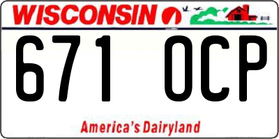 WI license plate 671OCP