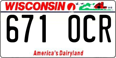 WI license plate 671OCR