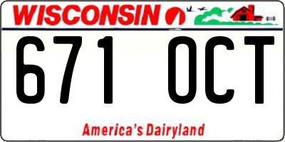 WI license plate 671OCT