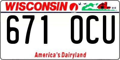 WI license plate 671OCU