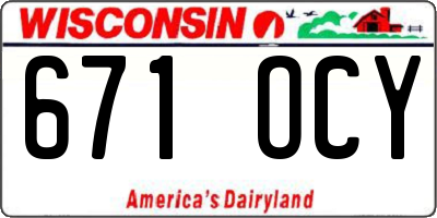 WI license plate 671OCY