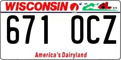 WI license plate 671OCZ