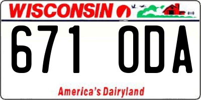 WI license plate 671ODA