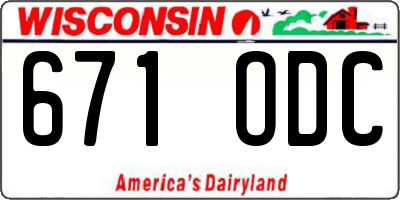 WI license plate 671ODC