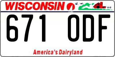 WI license plate 671ODF