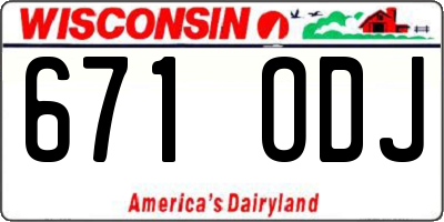 WI license plate 671ODJ