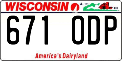 WI license plate 671ODP