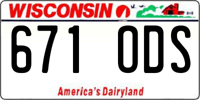 WI license plate 671ODS