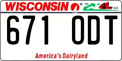 WI license plate 671ODT