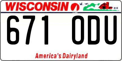 WI license plate 671ODU