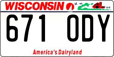 WI license plate 671ODY