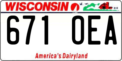 WI license plate 671OEA