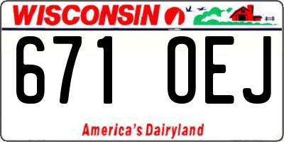 WI license plate 671OEJ