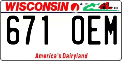 WI license plate 671OEM