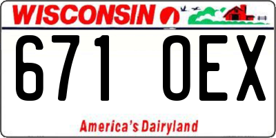 WI license plate 671OEX