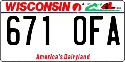WI license plate 671OFA