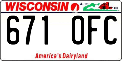 WI license plate 671OFC