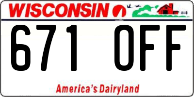 WI license plate 671OFF