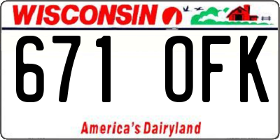 WI license plate 671OFK