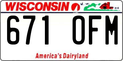 WI license plate 671OFM