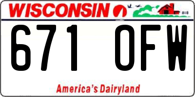 WI license plate 671OFW